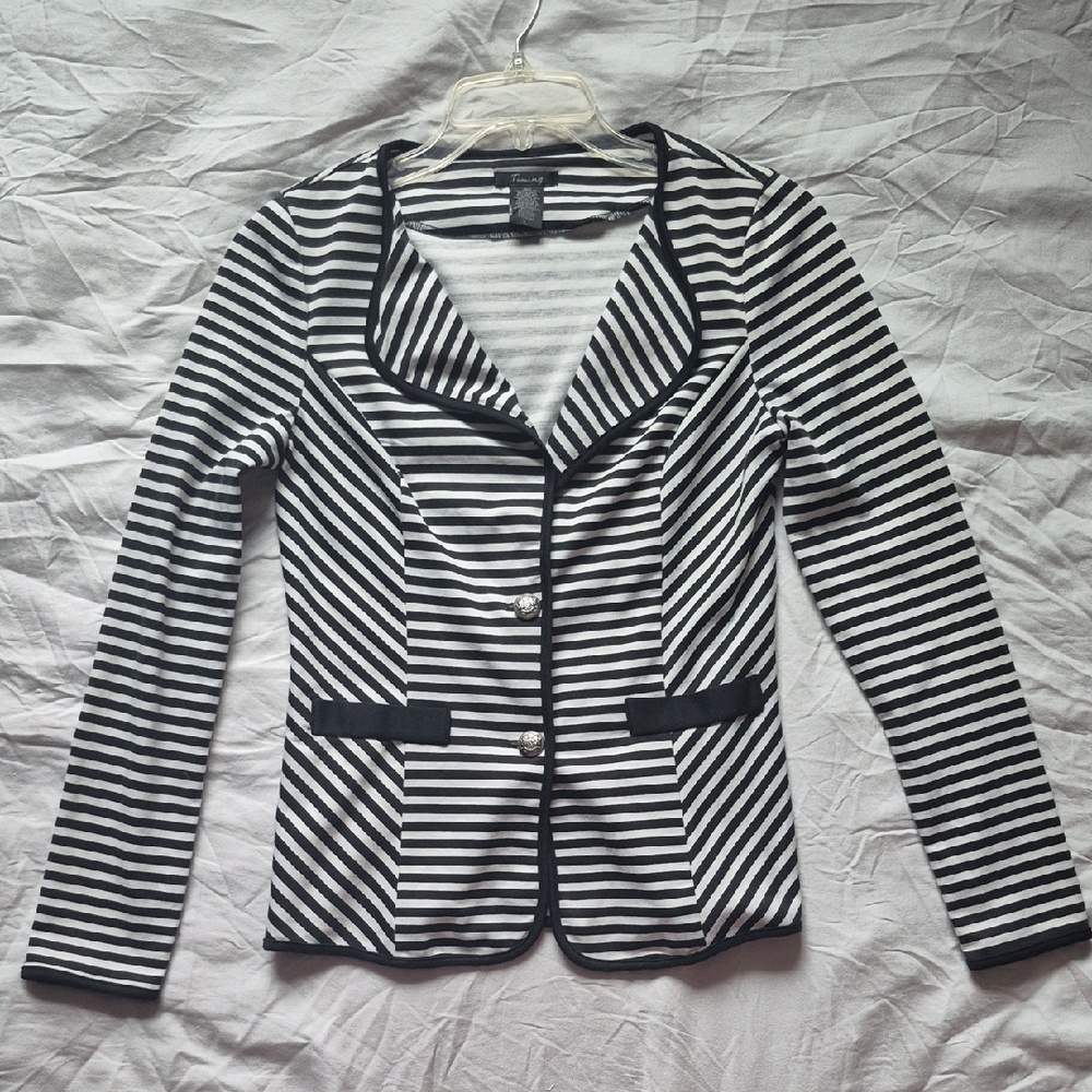 Timing Black and White Striped Blazer